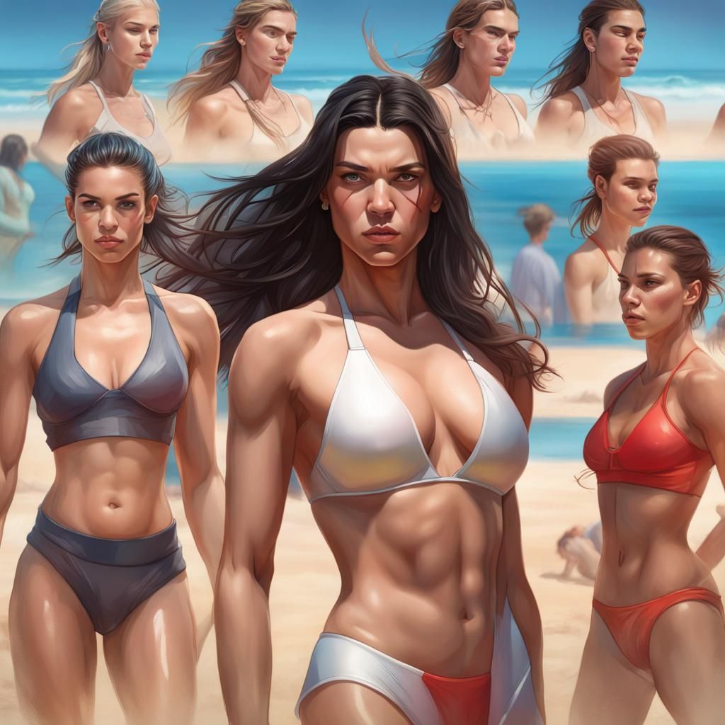Dynamic Beach Volleyball Portrait in Artgerm Style