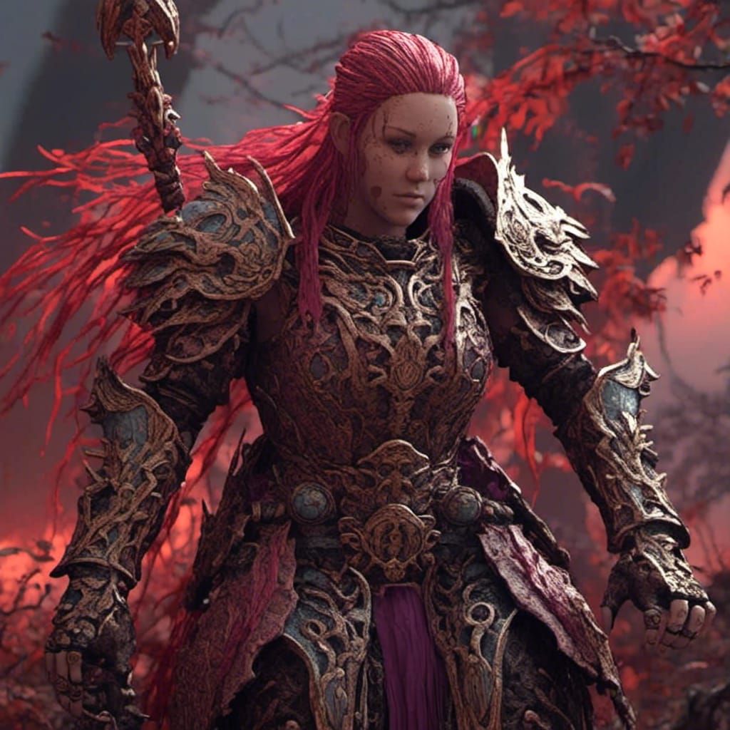 Detailed Gerudo Warrior in Matte Painting Style