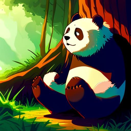Sad Panda Reaching for a Hug: Anime Style