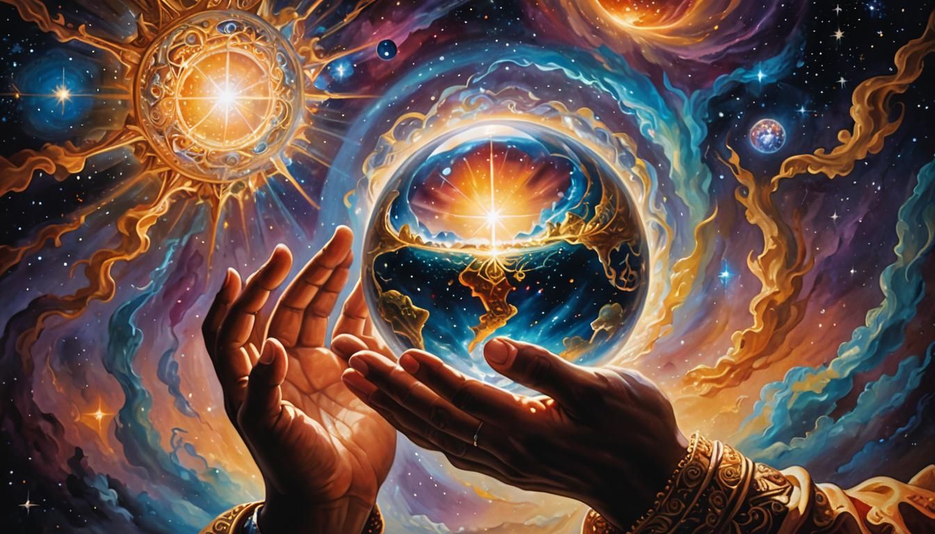 God's Hands Holding the Universe: Surrealism in 8K