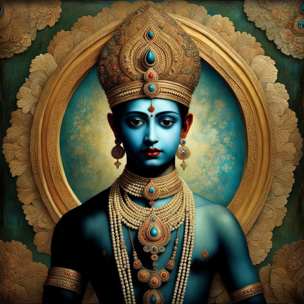 Krishna as Russian Icon Painting