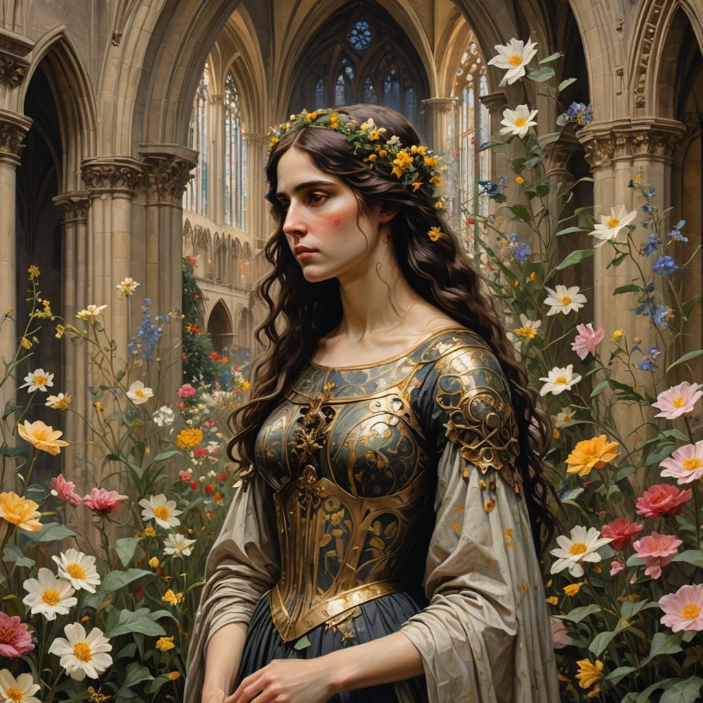 Sensual Medieval Goddess in Gothic Cathedral