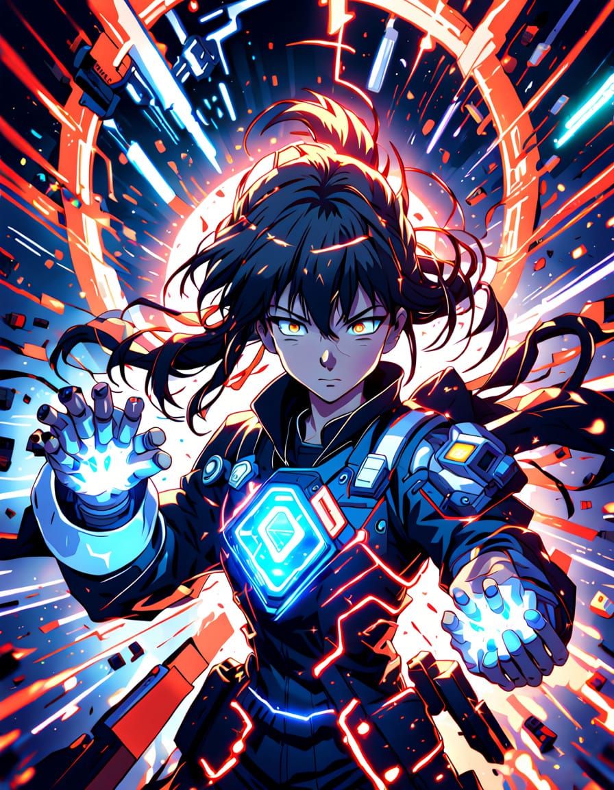 Anime Woman Activates Dangerous Device