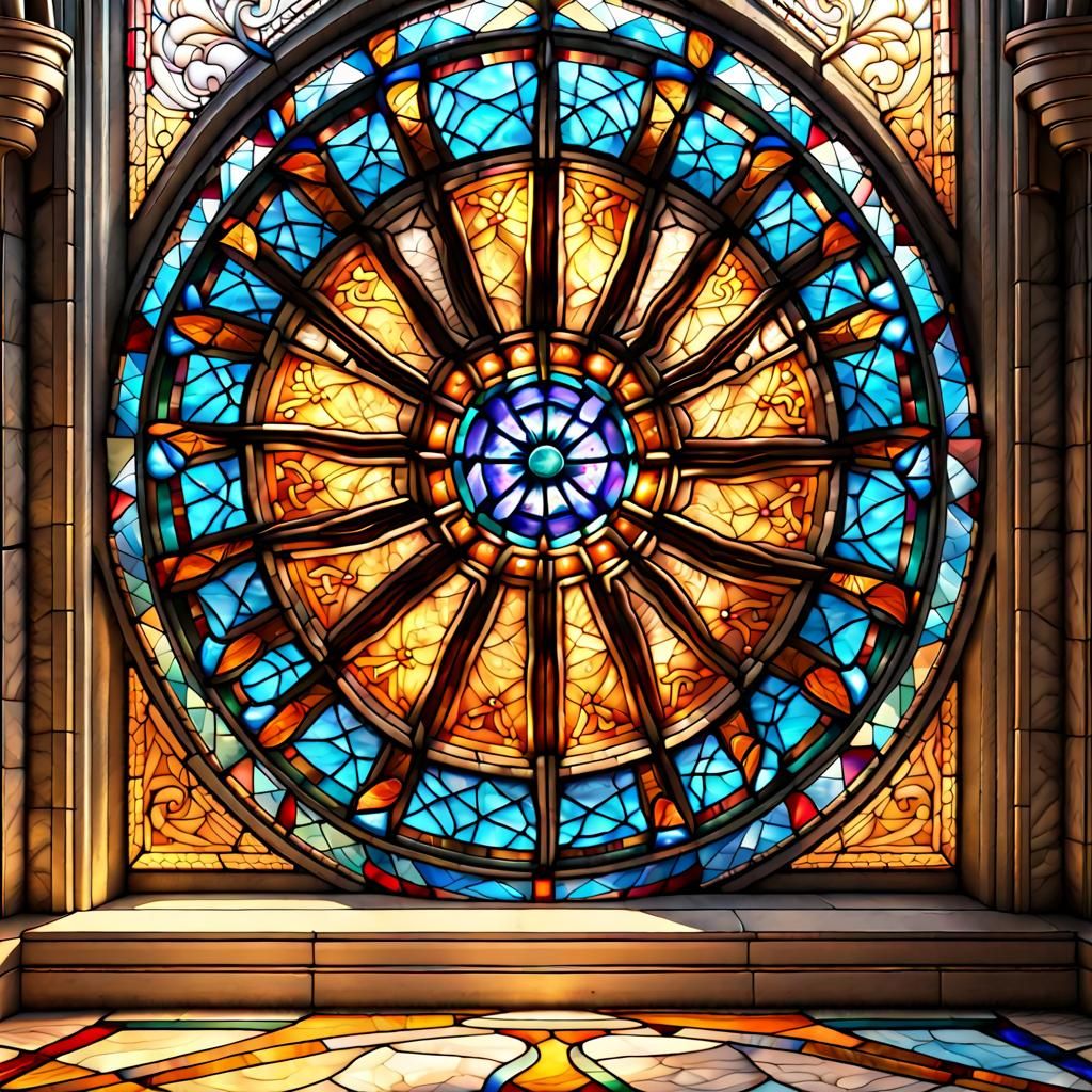 Stained Glass Mandala Window in Cathedral