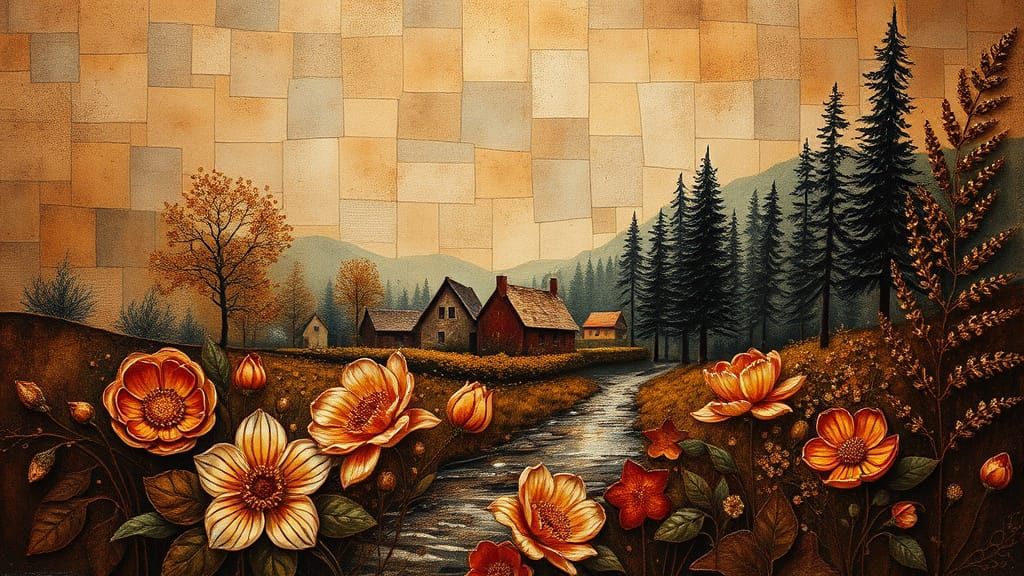 Embossed Metal Relief Art of Floral Patterns and Nature