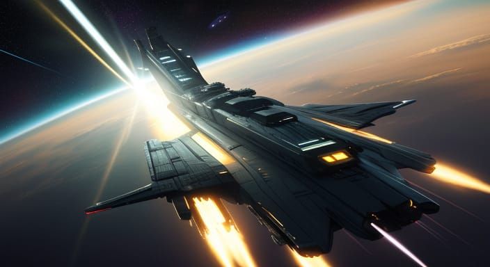 Heavy Freighters Drifting Through Space in a Cyberpunk Digit...