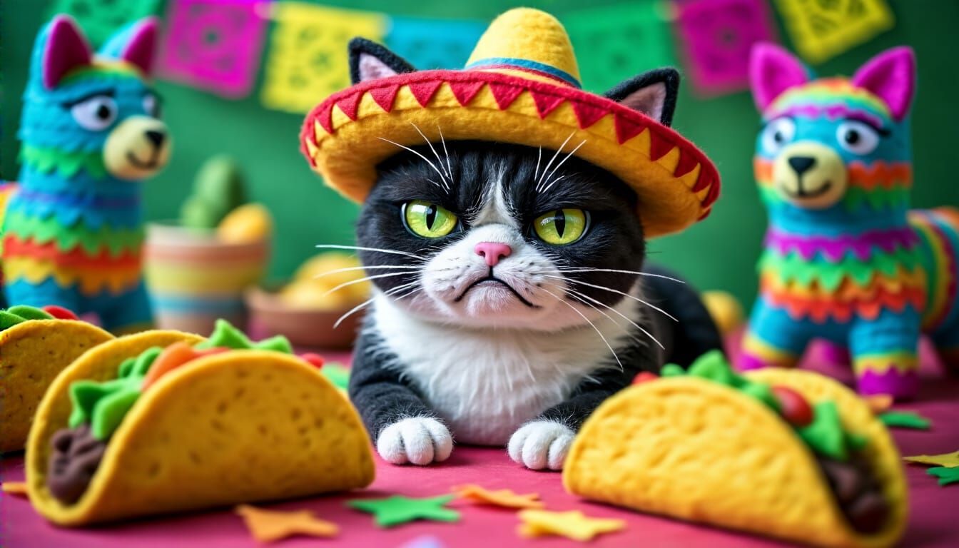 Felt Grumpy Cat's Fiesta Eye-Roll