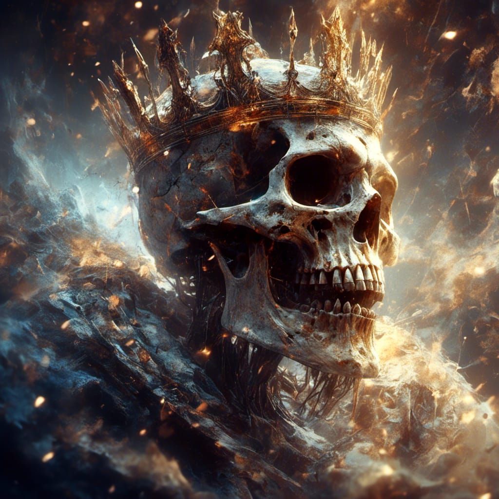 <lora:Macabre:1.0> (an epic extremely detailed portrait of an skull king:1.3), 16k resolution, sparks, glitter, grainy, ...