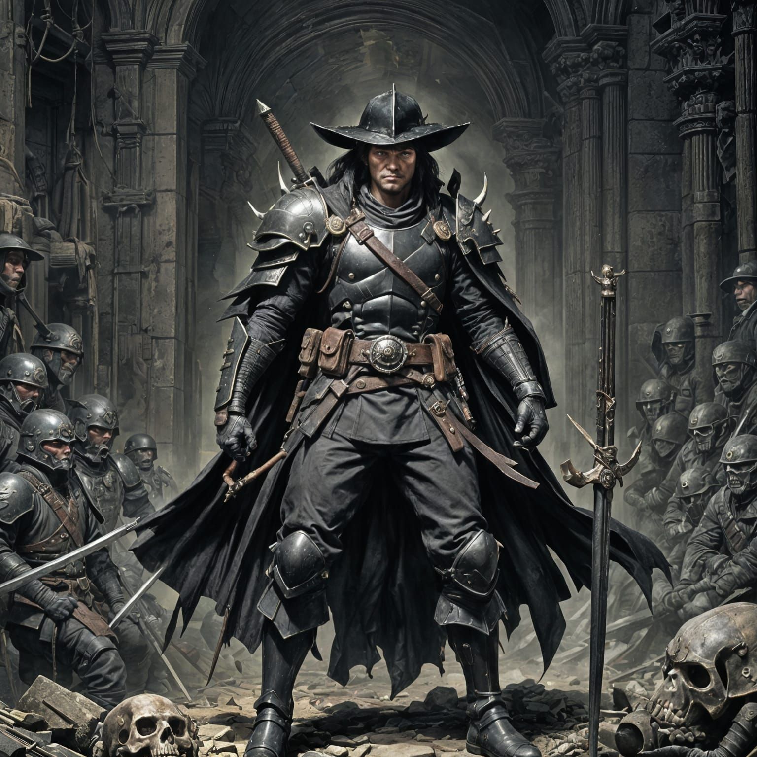 Grimdark Warrior in Shadow, Dramatic Lighting