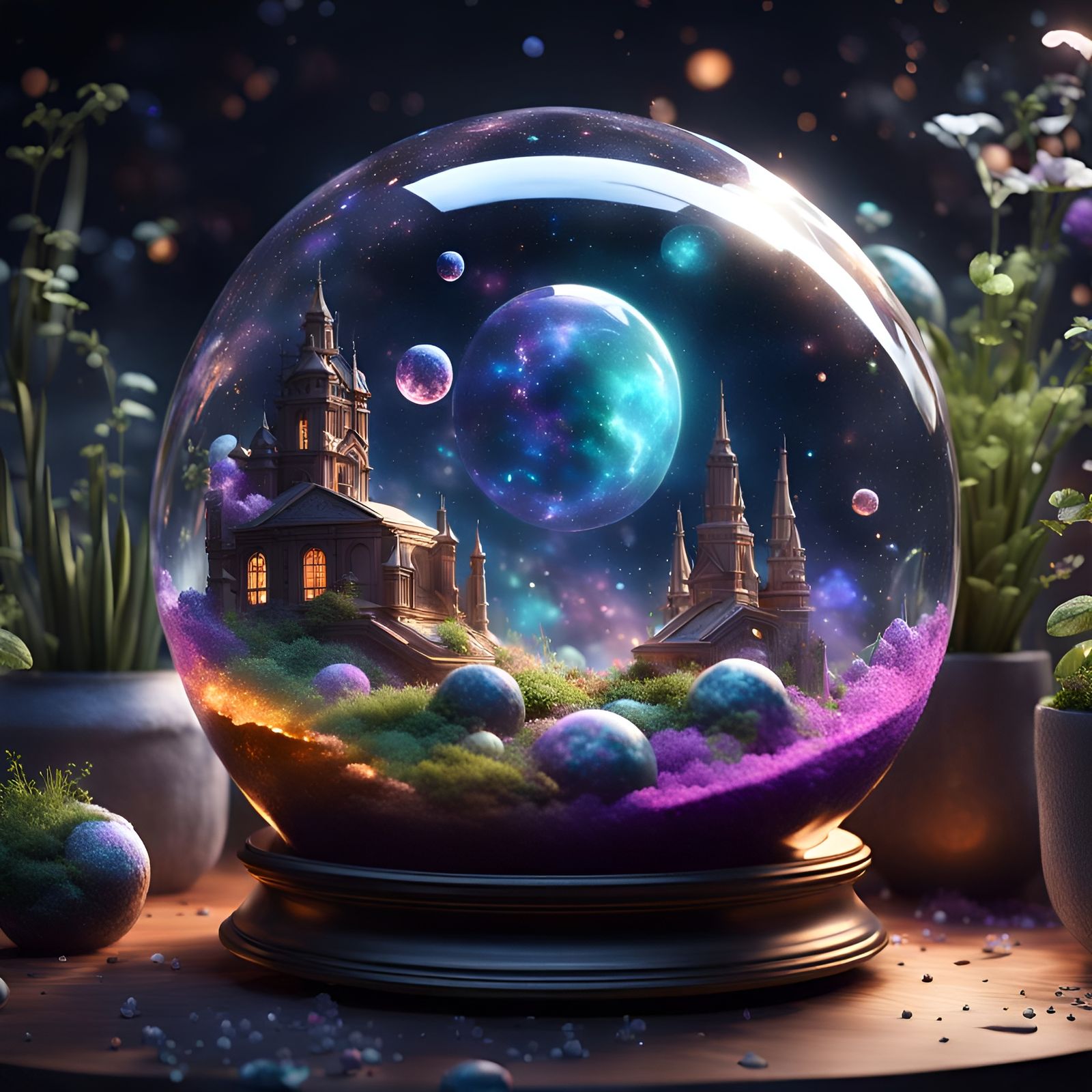 Galaxies in Crystal Ball Terrarium, Detailed Concept Art