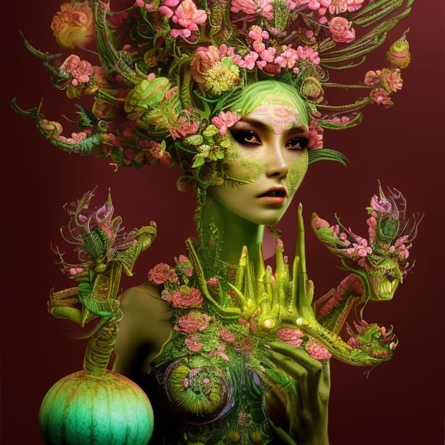 Alien DJ Beauty Goddess: Detailed Digital Portrait