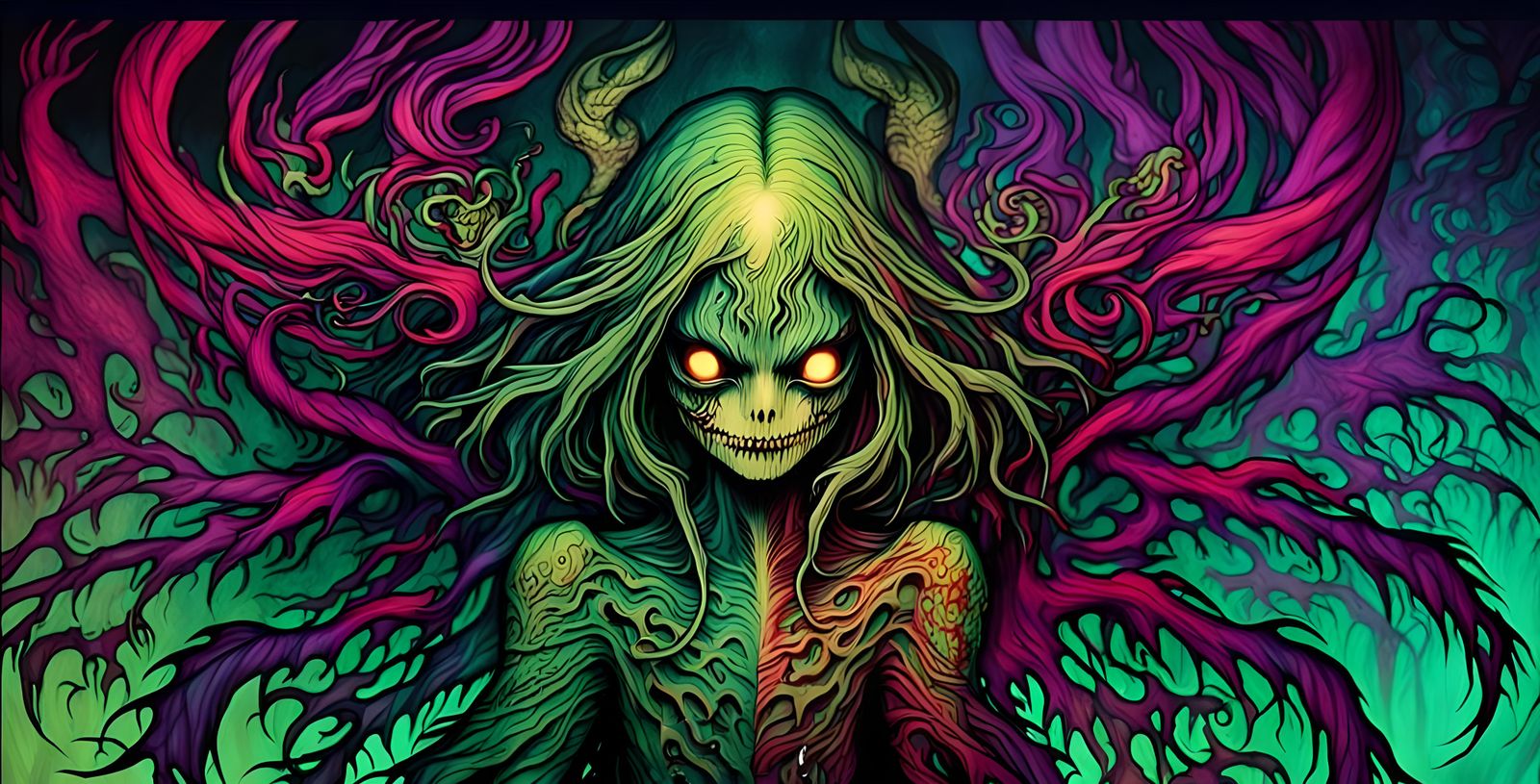 Creepy Bloody Banshee in Dark Horror Concept Art