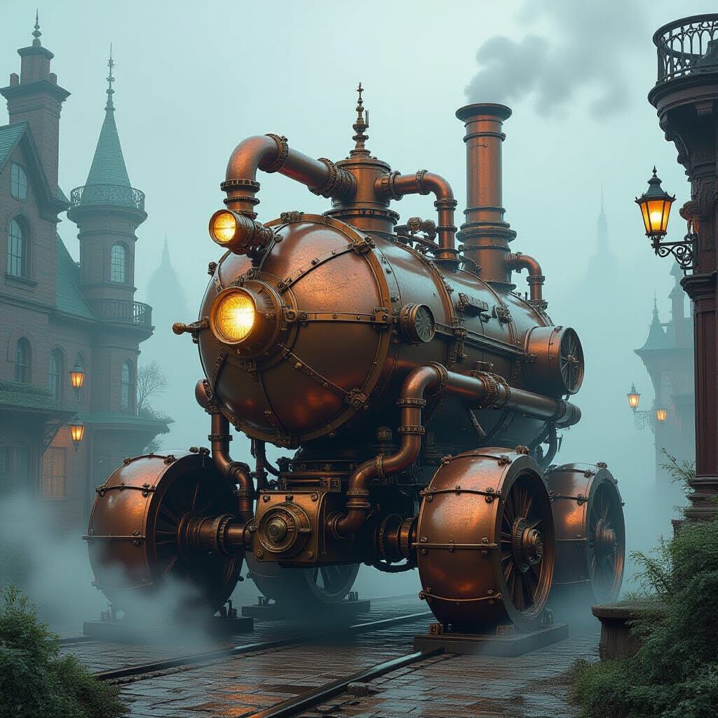 Intricate Steambot Design in Steampunk Style