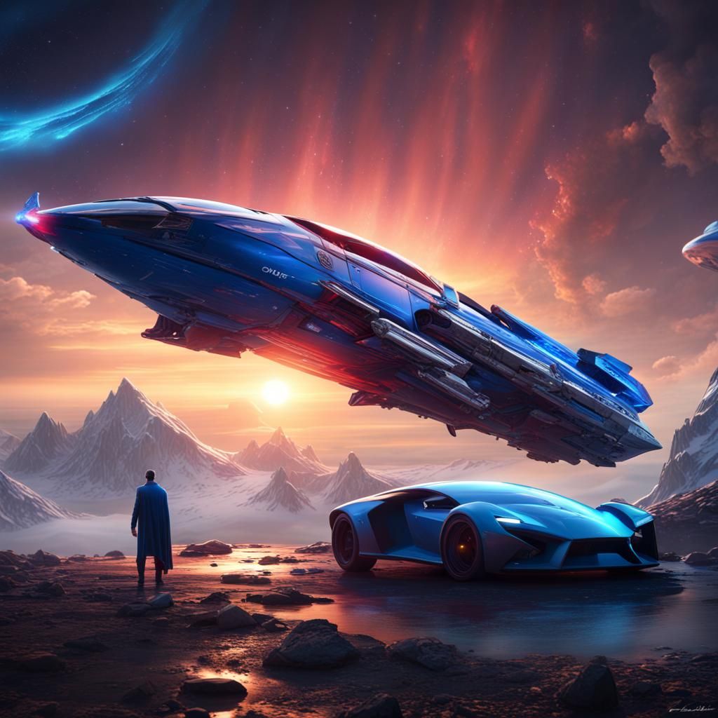 Superman in Space Saving Earth: Digital Art