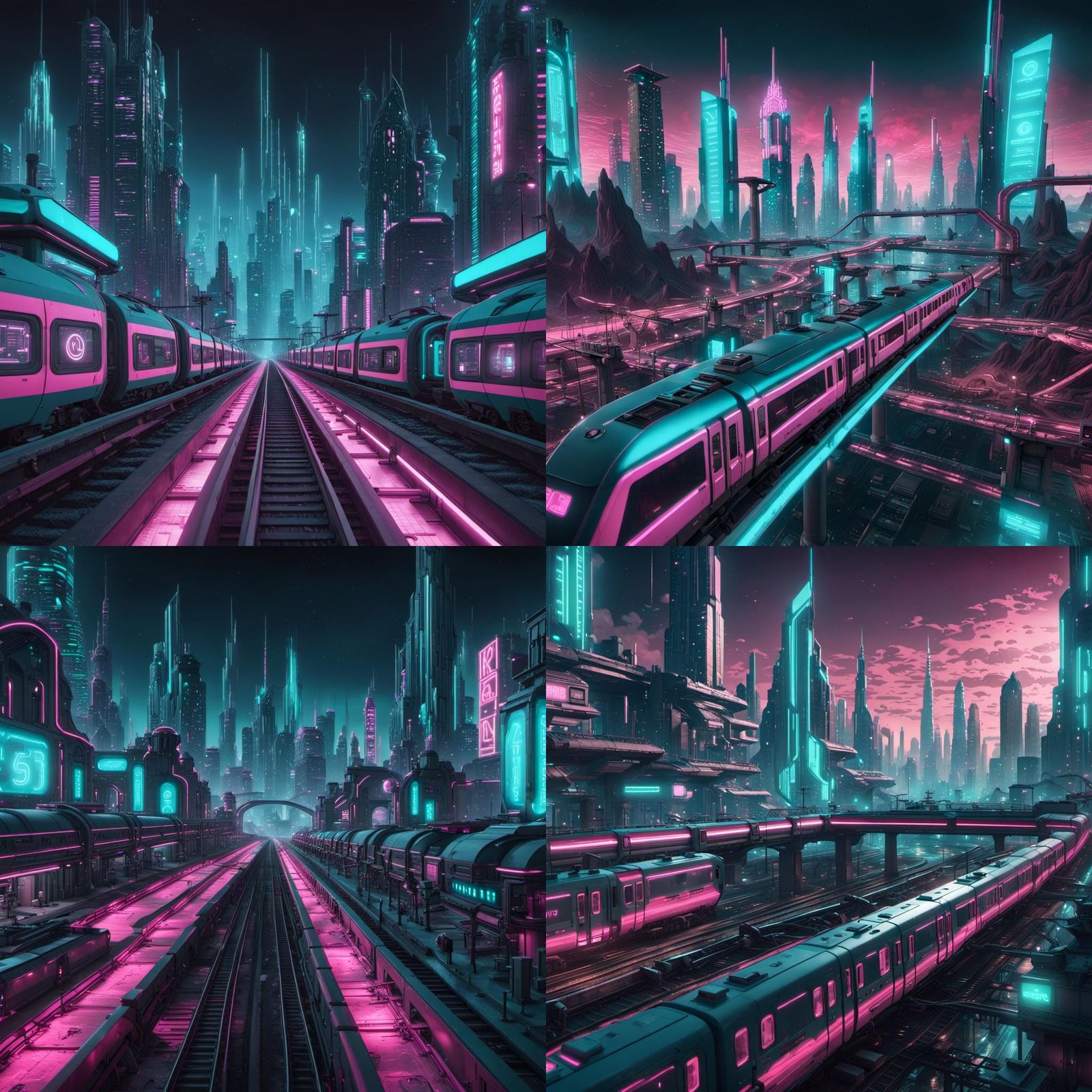Pink and Teal Crypto City at Night