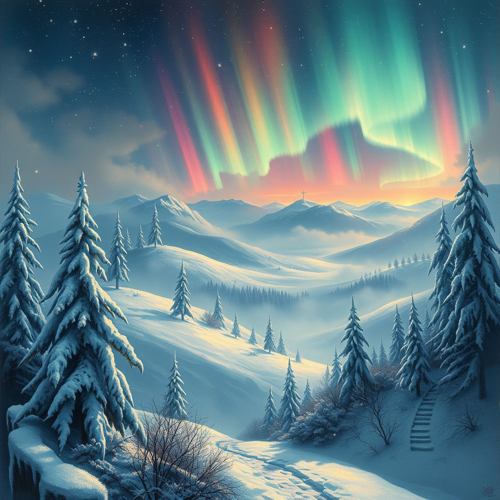 Narnia-Inspired Winter Realm Under Aurora Borealis