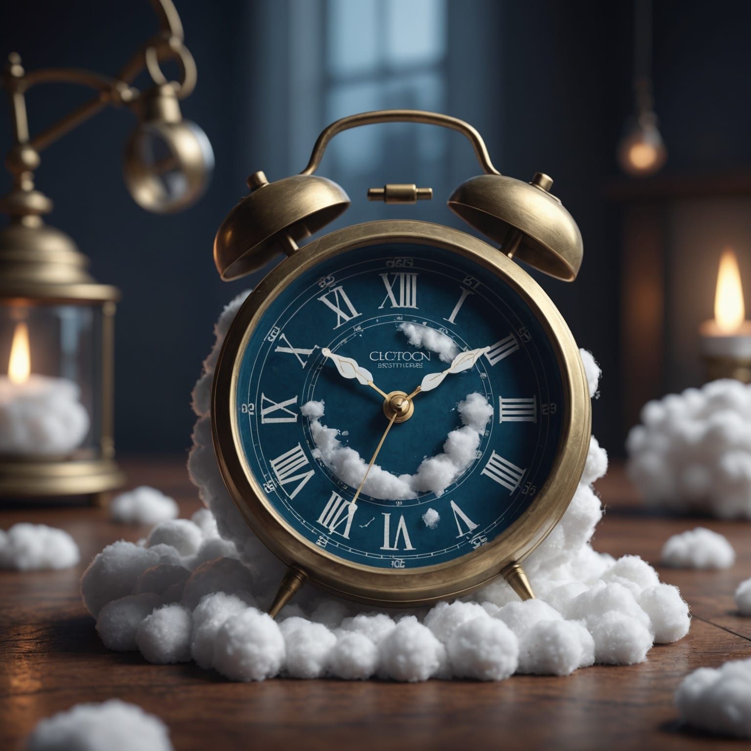 Cotton Wool Alarm Clock: Detailed Matte Painting