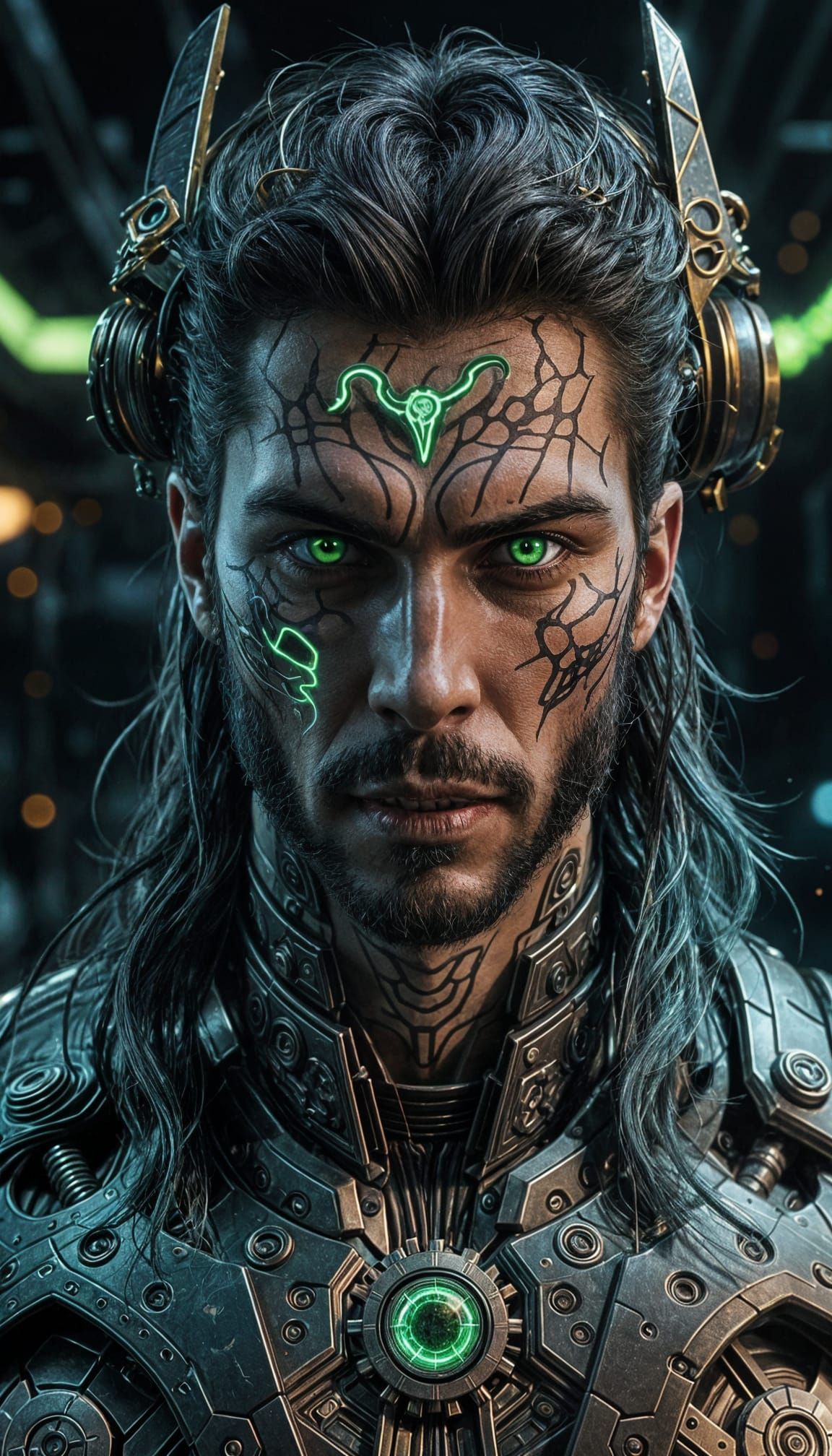 Cybernetic Vampire with Bat Wing over Black Hole