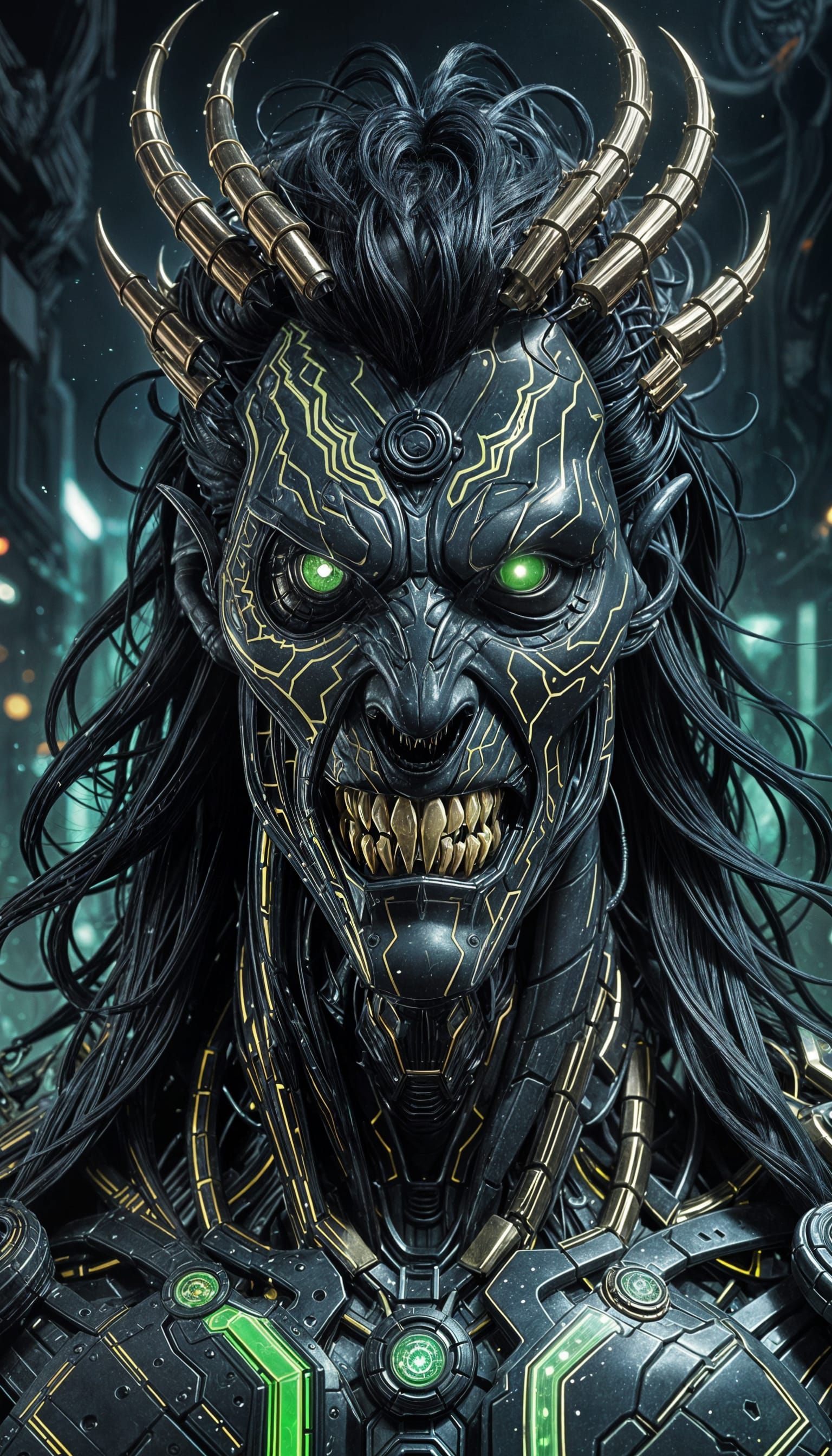 Hyperrealistic Fusion Character with Mechanical Wing