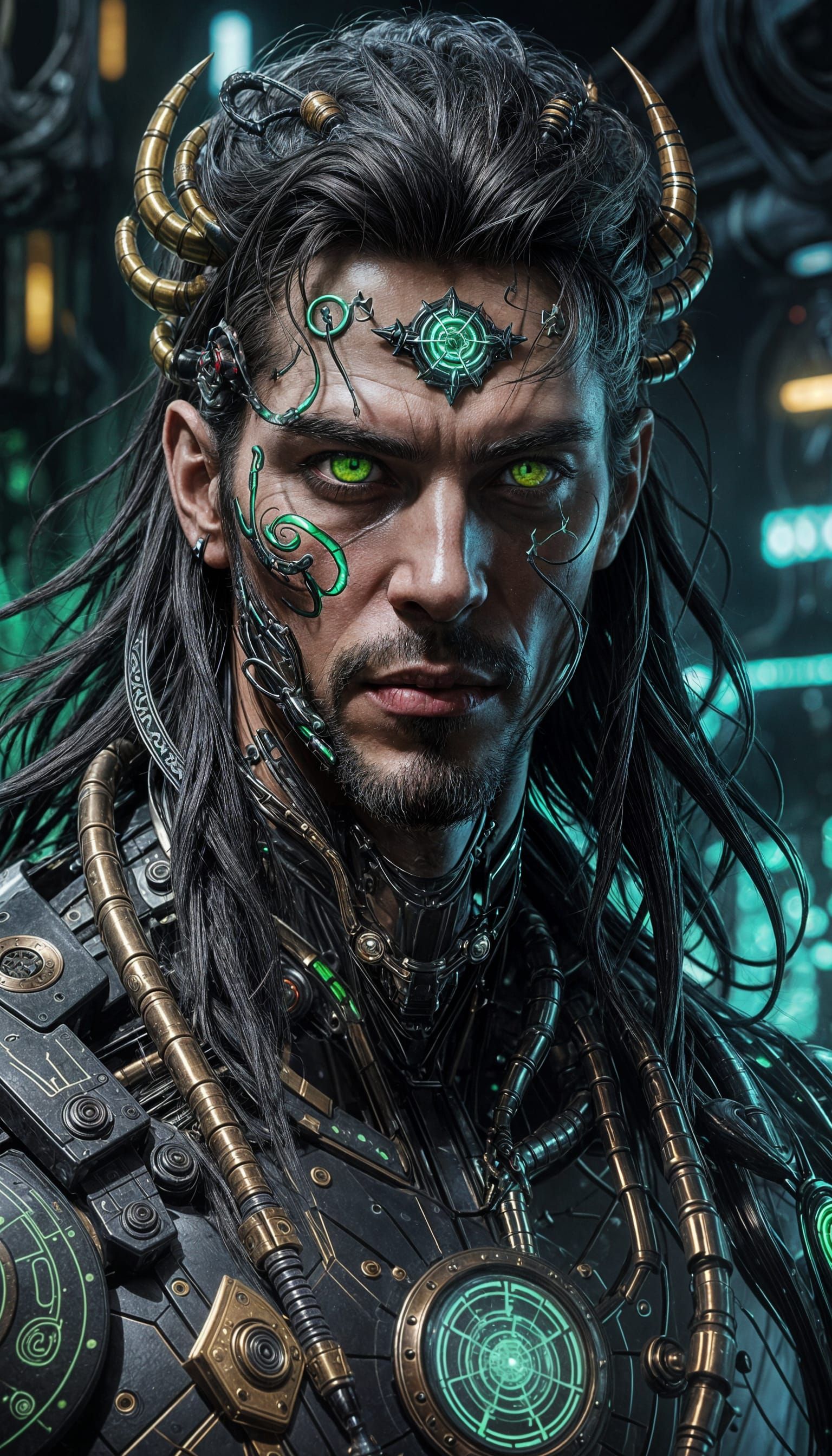 Hyperrealistic Fusion Character with Mechanical Bat Wing