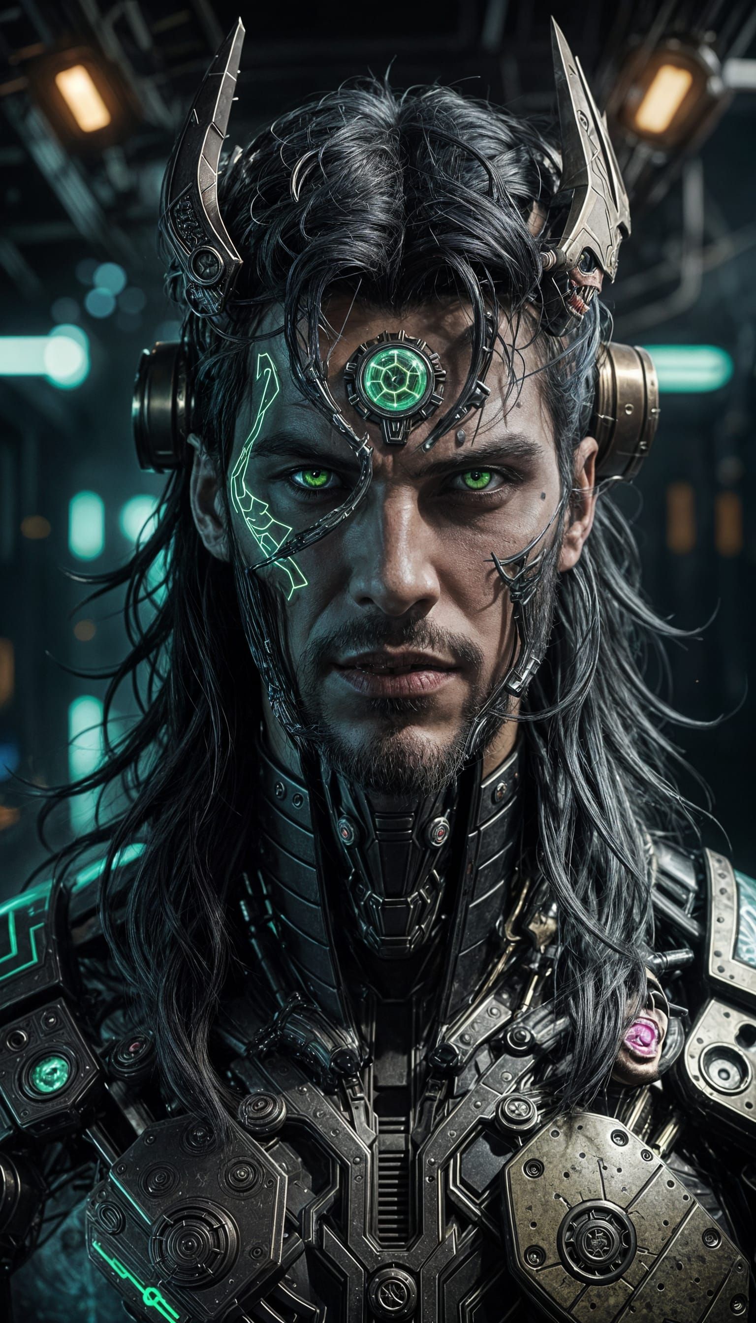 Hyperrealistic Sabertooth-Venom Hybrid with Mechanical Wing