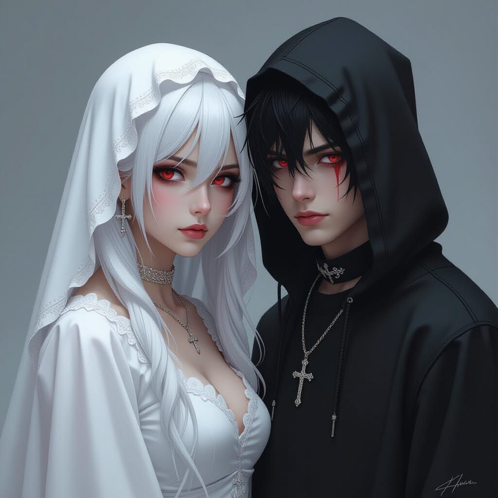 Gothic Couple in Dark, Mysterious Style