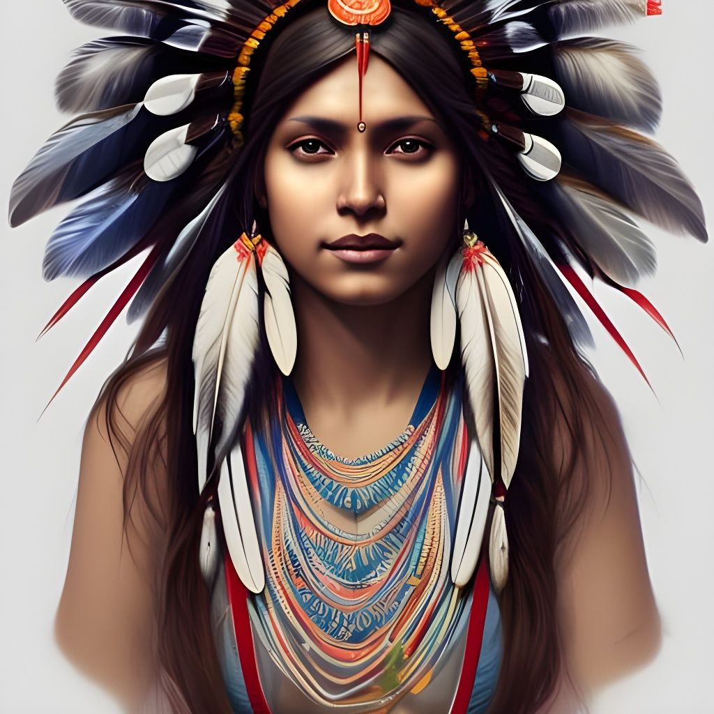 Native American Goddess Portrait in Hyperdetailed Style
