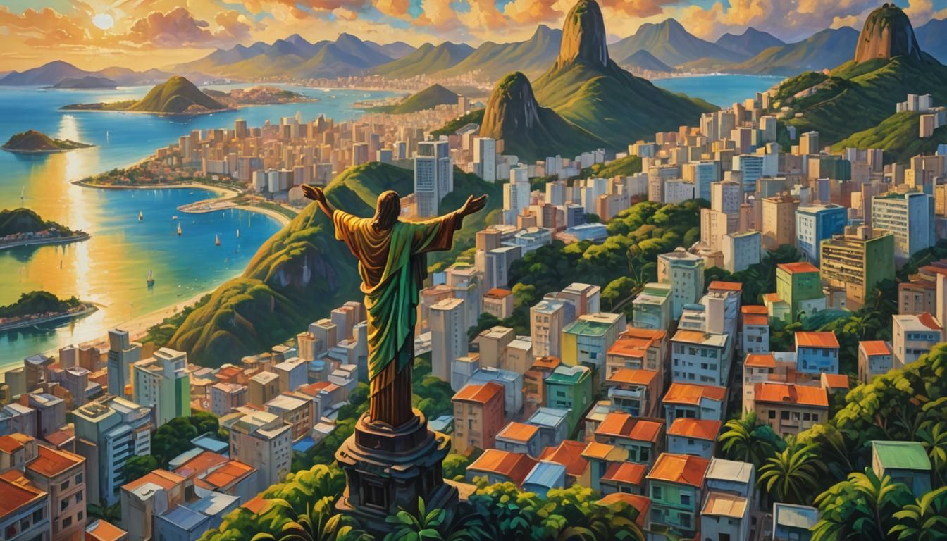 Rio de Janeiro Cityscape Oil Painting in Tarsila do Amaral S...