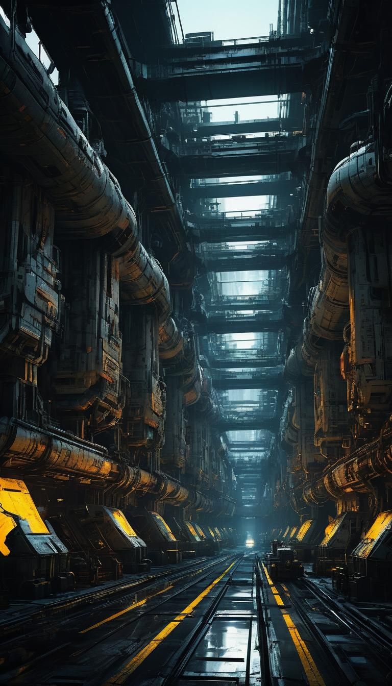Industrial Underground Metroplex in Gritty Futurism Style
