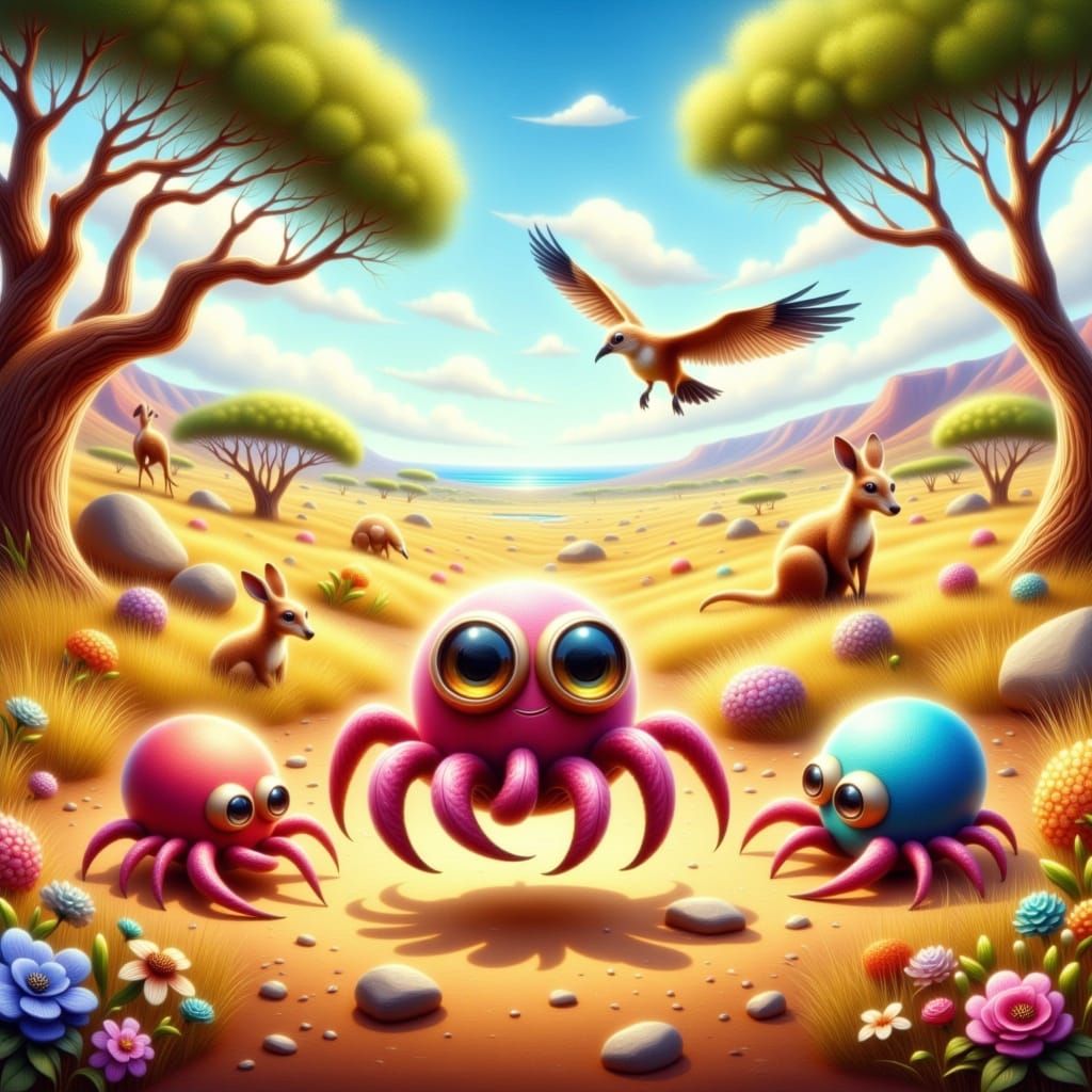 Whimsical Australian Dreamscapes: Baby Squishy Toes Spider-O...