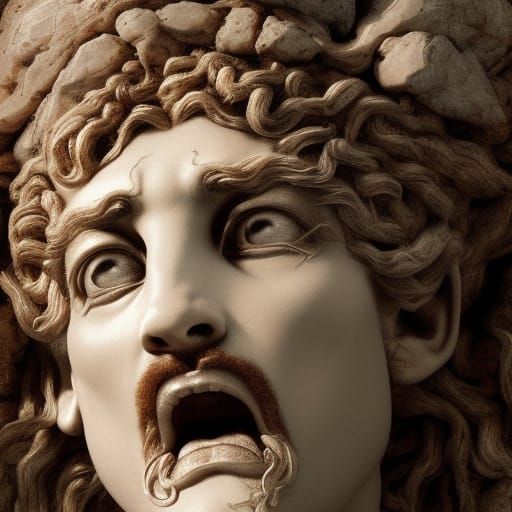 Medusa as Man: Detailed Concept Art Portrait