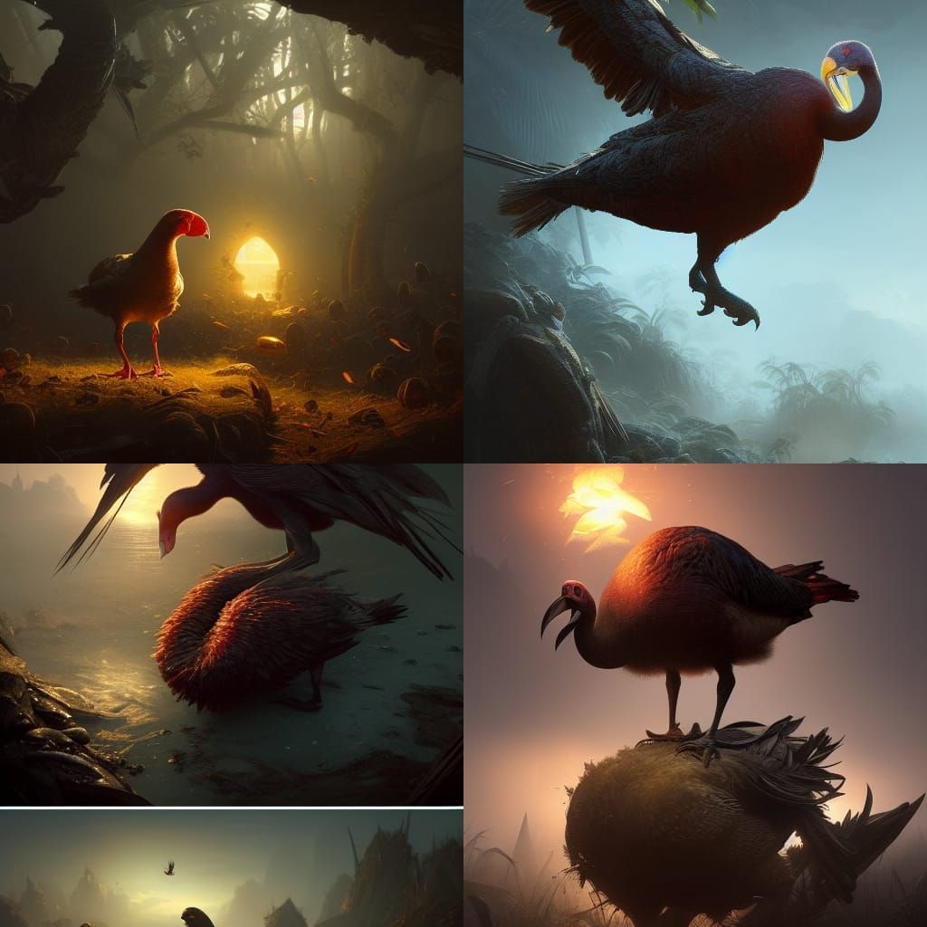 Thanksgiving Dodo Bird in Dark Fantasy Style