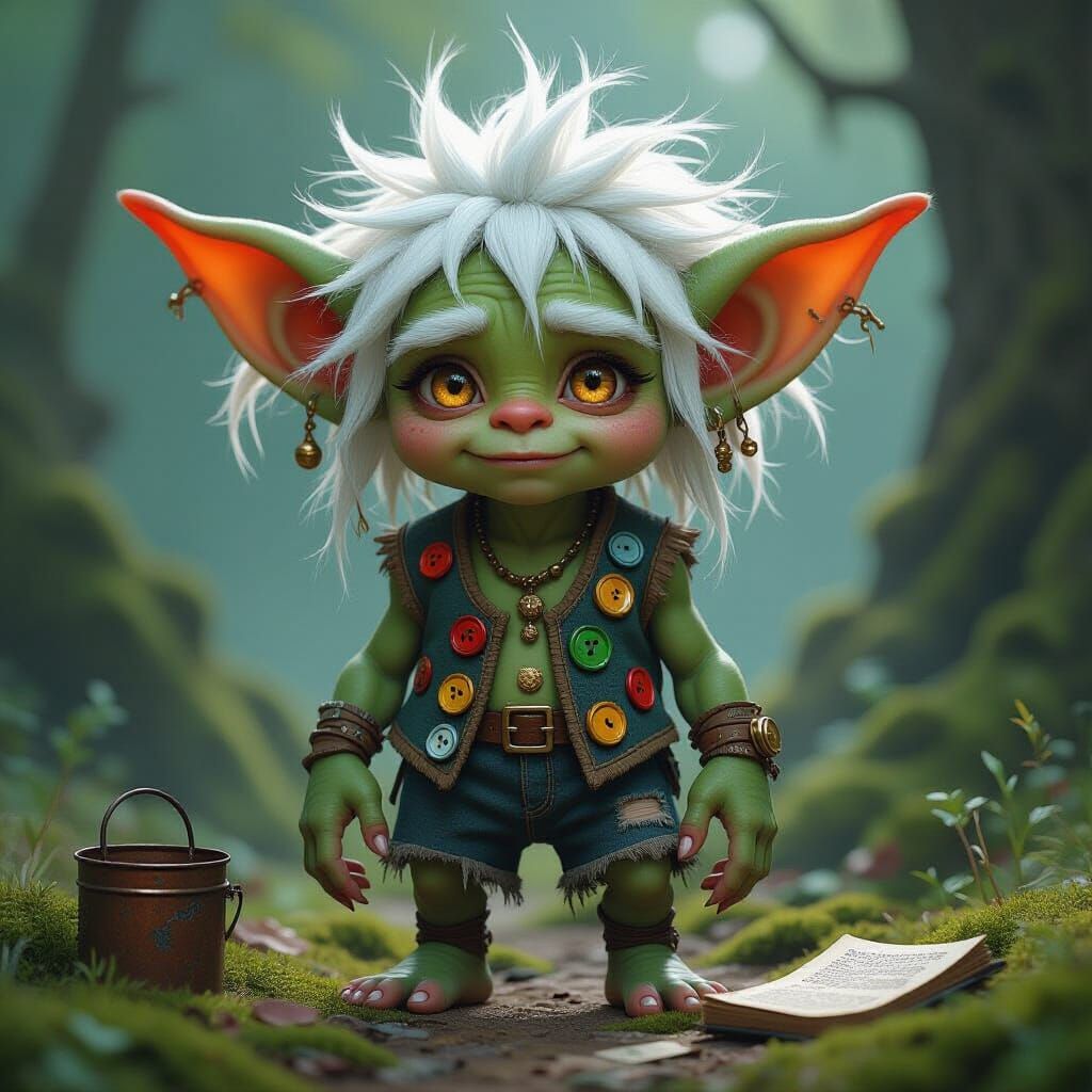 Whimsical Goblin Creature Portrait in Fairytale Style