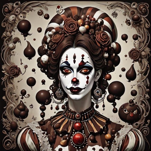 Chocolate Harlequin Clown: 3D Candy Sculpture