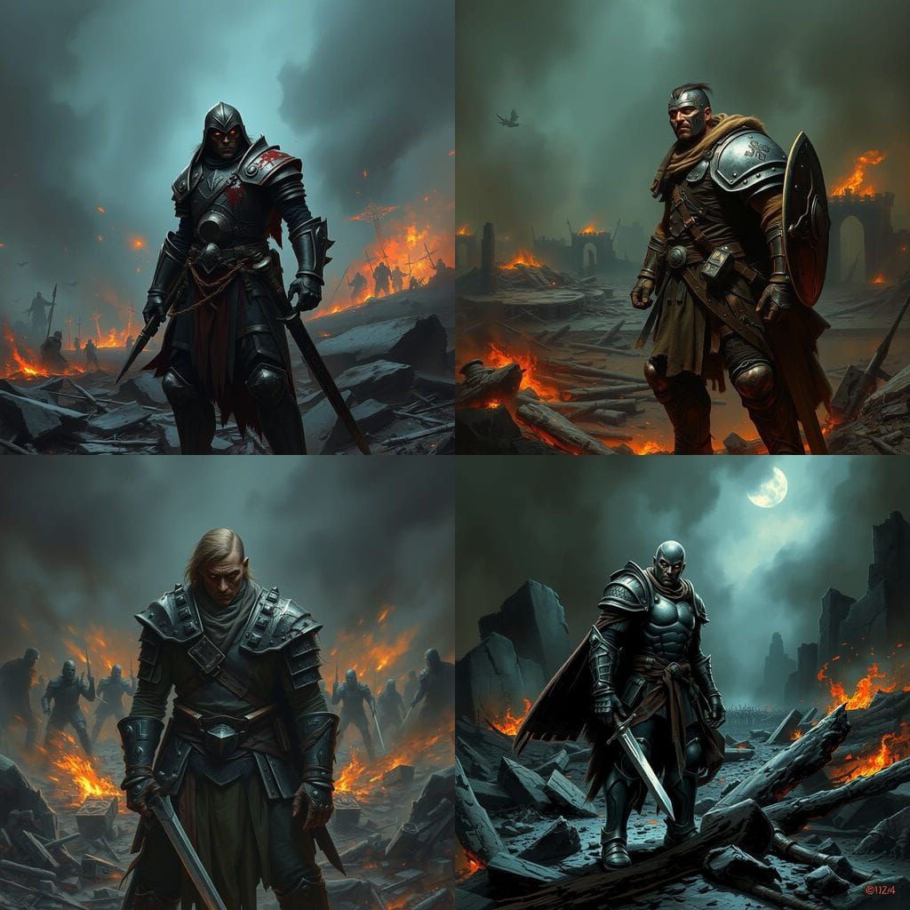 Epic Fantasy Hero Faces Death on Battlefield