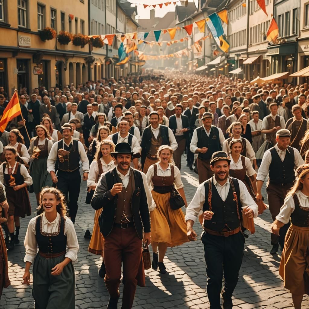 Oktoberfest Parade in Cinematic Impressionistic Style