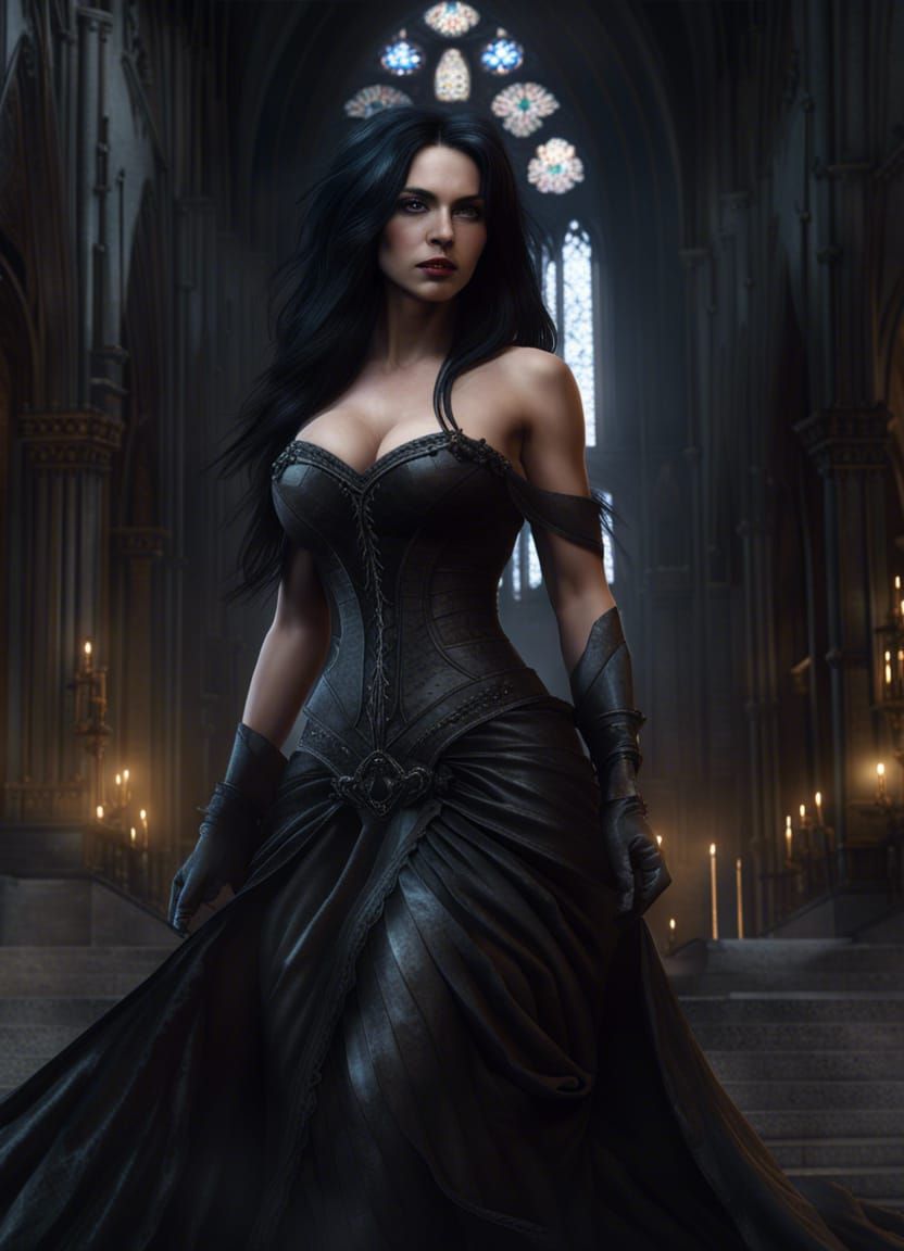 Gothic Woman in Torn Gown, Dark Fantasy Art