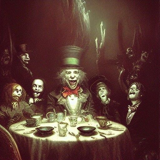 Dark Mad Hatter's Tea Party Oil Painting