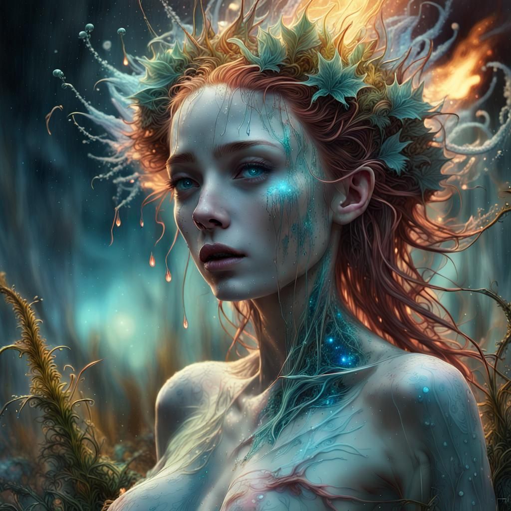 Surreal Venusian Landscape with Bioluminescent Flames