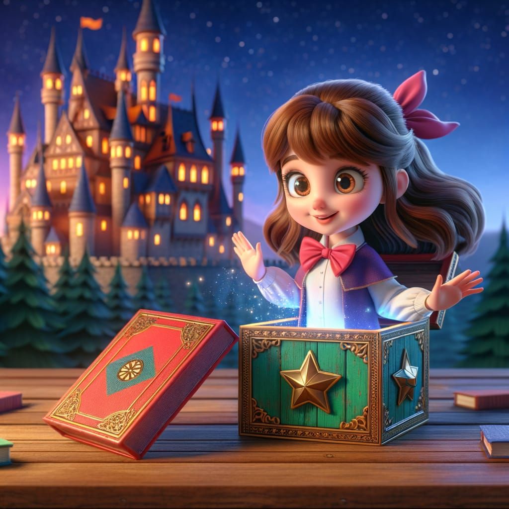 Magician Girl Pops From Jack-in-the-Box: CGI Cartoon