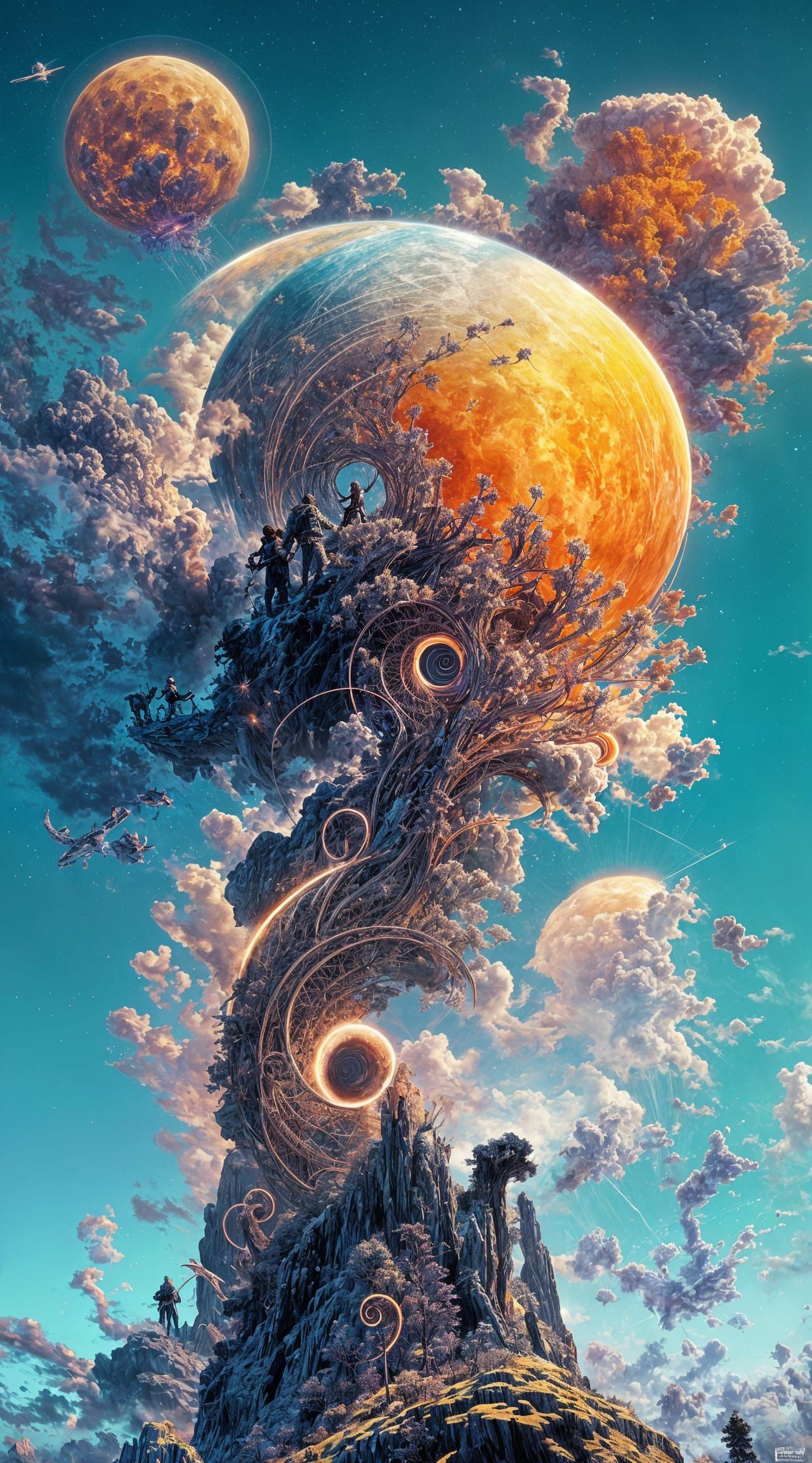 Strange Celestial Phenomenon Painting in Psychedelic Style