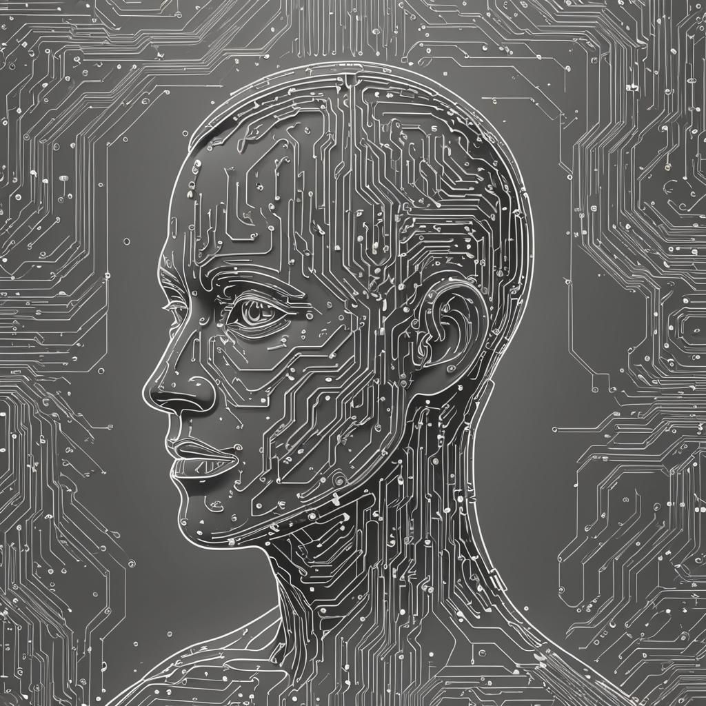 Human Head Outline with AI Circuitry