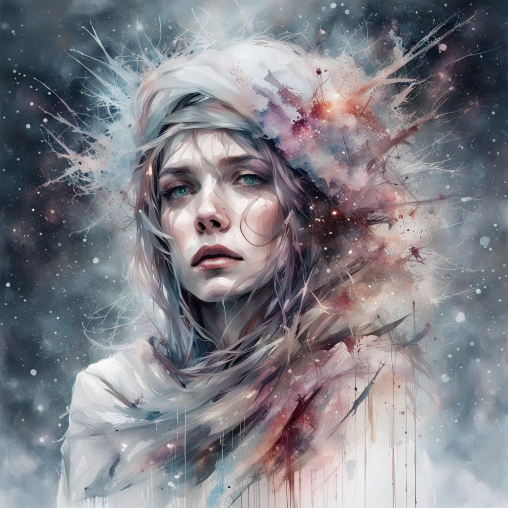 Winter Star in Maximalist Watercolor Style