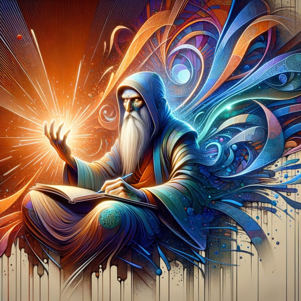 Anime Scholar Ferdowsi in Persian Attire