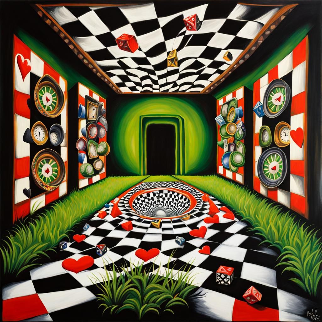 Surreal Vortex of Wonderland Objects in Graffiti Style