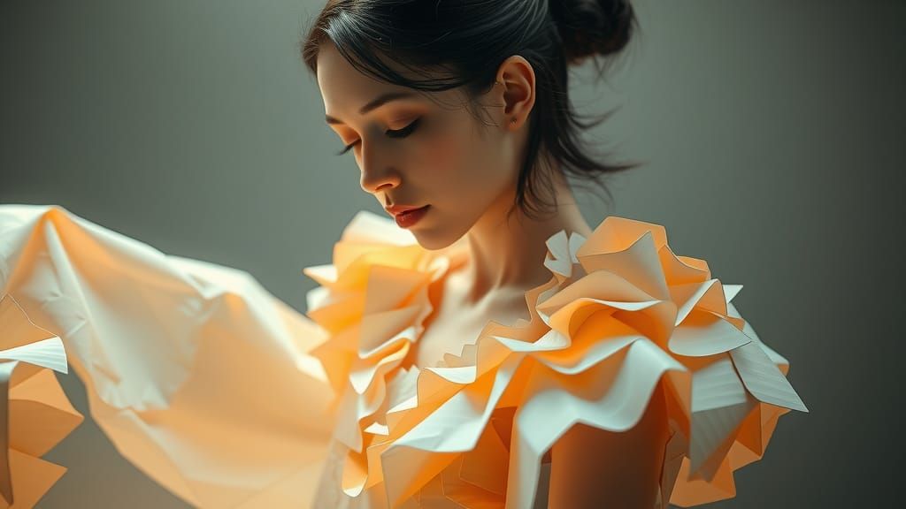 Origami Woman in Dreamy Soft Focus