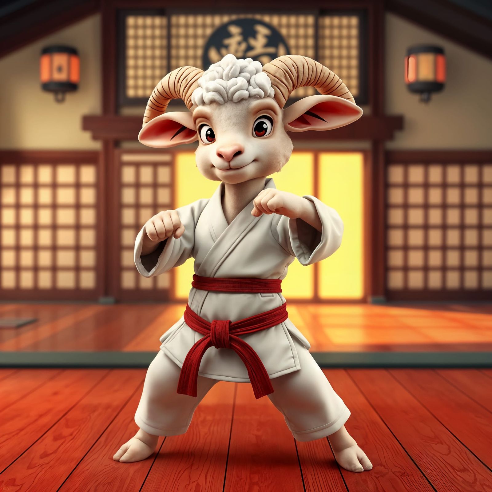 Pixar Lamb Strikes a Karate Pose