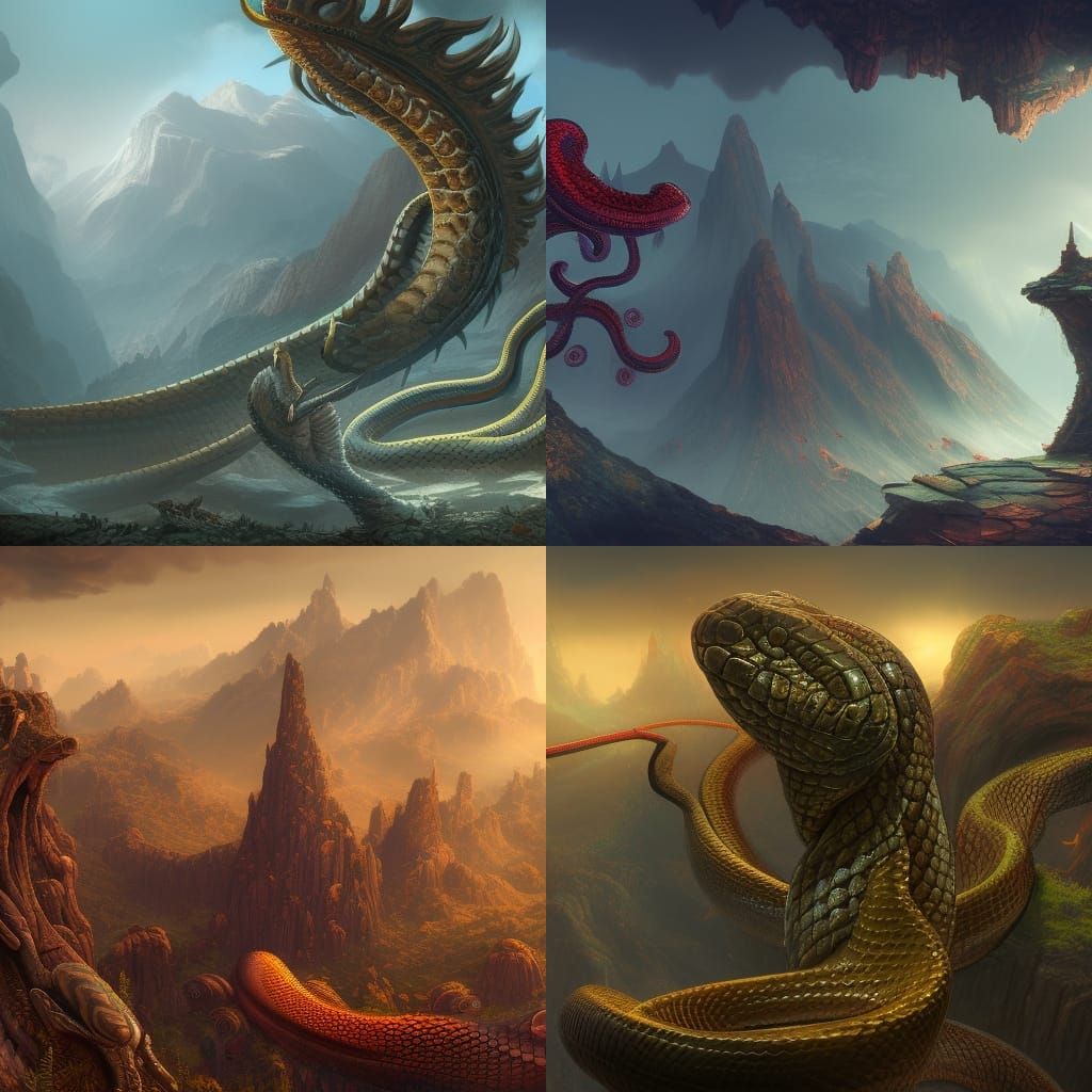 Detailed Snake Matte Painting in Fantasy Concept Art