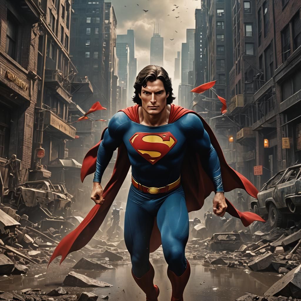 Superman with Long Hair: Detailed Matte Painting