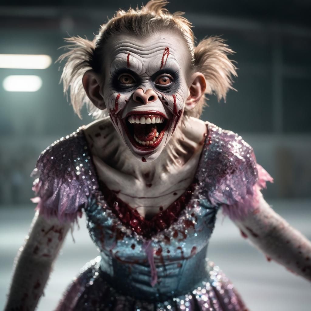 Zombie Monkey Clown Figure Skater in HDR